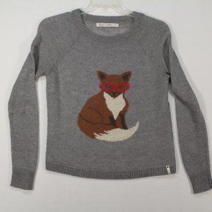 Woolrich Sweater With Fox Women's Small Gray Long Sleeve  Acrylic Nylon Wool